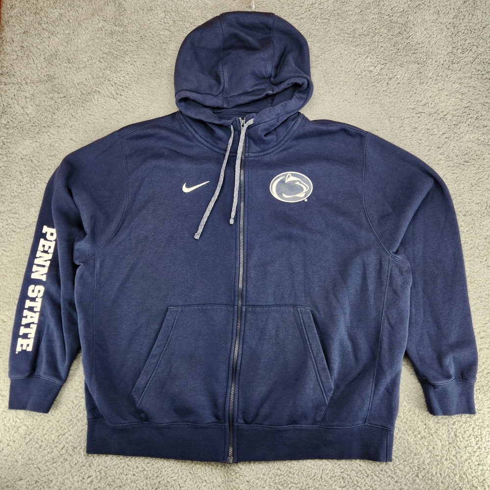 Penn State Nittany Lions Nike Full-Zip Fleece Hoodie Jacket Mens XXL Blue